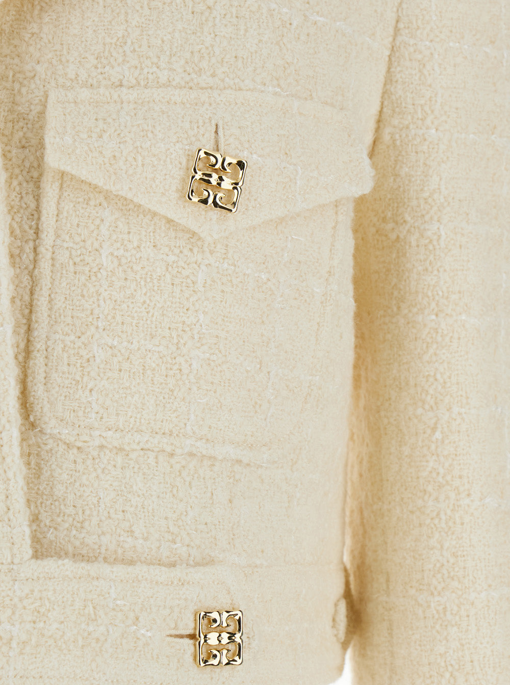 Givenchy Women White Jacket With Logo 4G Detail On The Buttons In Wool Blend Woman by Luosophy