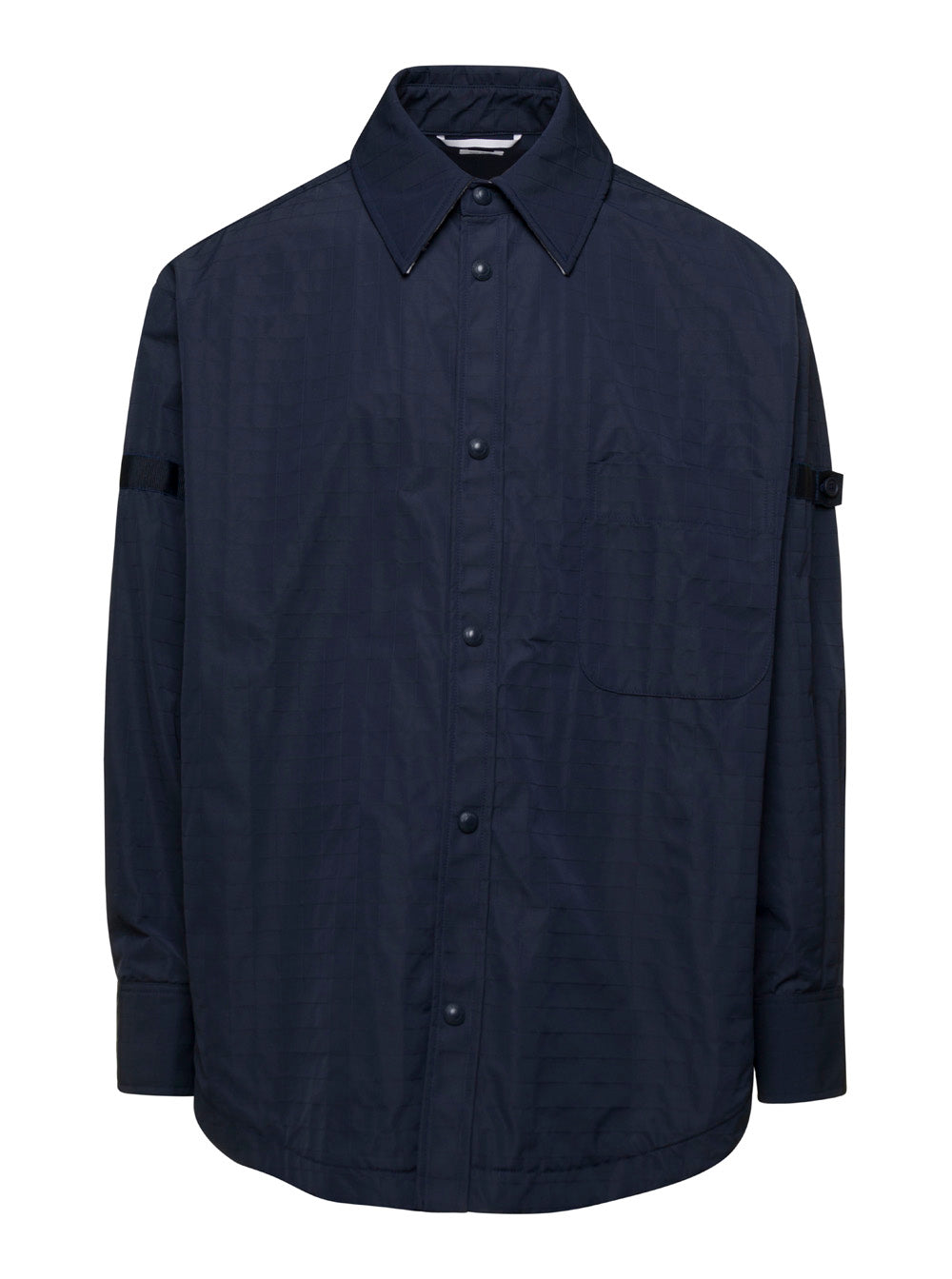 Thom Browne Men Oversized Blue Shirt With Patch Pockets In Polyamide Blend Man by Luosophy
