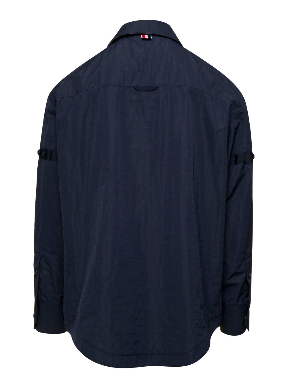 Thom Browne Men Oversized Blue Shirt With Patch Pockets In Polyamide Blend Man by Luosophy