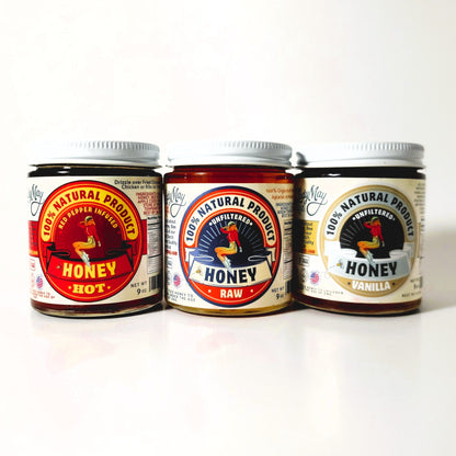 Honey Trio 3-Pack Gift Set - Raw, Hot &amp; Vanilla Honey | Small Batch Farm Grown | Lady May by The Lady May