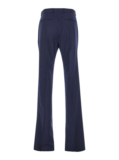 Givenchy Men Blue Flared Pants With High Waist In Wool Man by Luosophy
