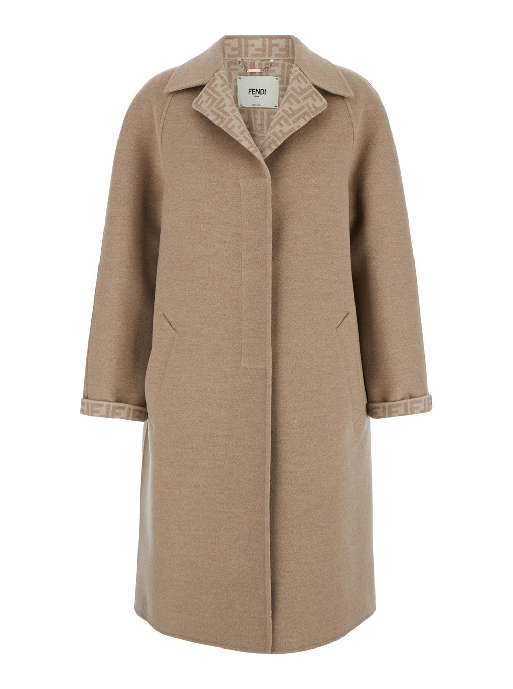 Fendi Women Beige Single-Breasted Reversible Coat In Wool Blend Woman by Luosophy