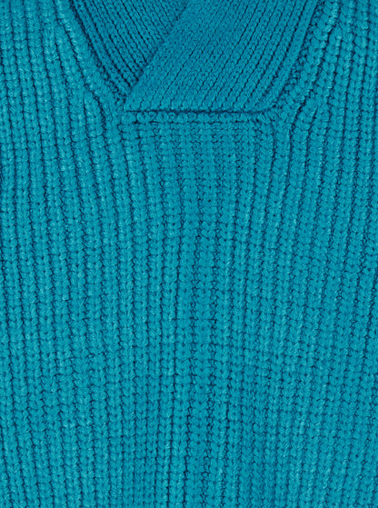 Valentino Men Light Blue Pullover With V Neck In Silk Blend Knit Man by Luosophy