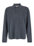 Valentino Men Grey Polo Shirt With Classic Collar And Long Sleeves In Wool Man by Luosophy