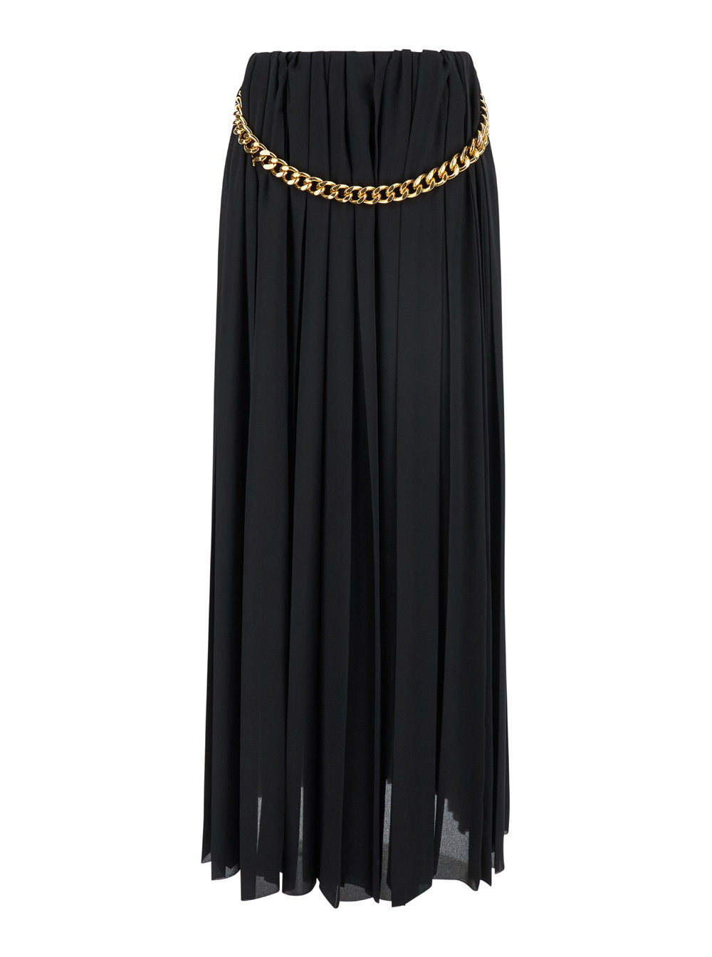 Balenciaga Women Black Long Pleaded Skirt With Belt In Tech Fabric Woman by Luosophy