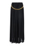 Balenciaga Women Black Long Pleaded Skirt With Belt In Tech Fabric Woman by Luosophy