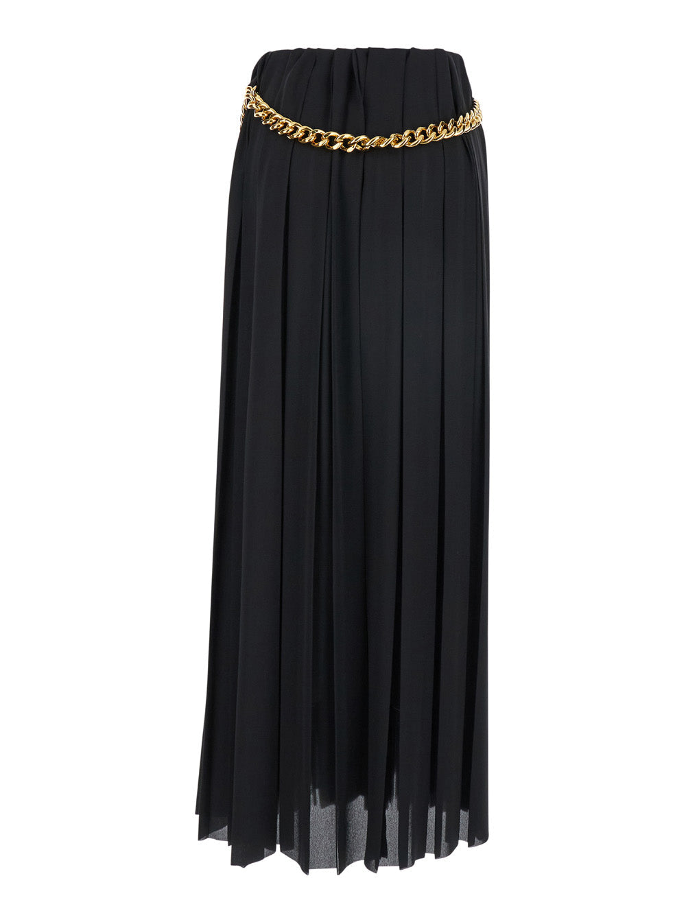Balenciaga Women Black Long Pleaded Skirt With Belt In Tech Fabric Woman by Luosophy