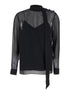 Gucci Women Black Blouse With High Pussy Bow Neck In Silk Georgette Woman by Luosophy