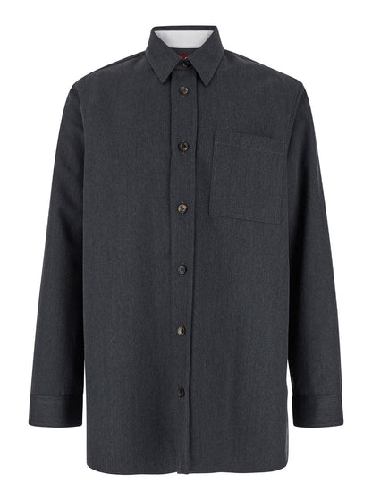 Gucci Men Grey Shirt With Pointed Collar In Wool Man by Luosophy