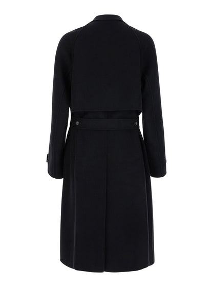 Gucci Men Black Single-Breasted Coat With Wide Notched Revers And Belt In Wool Man by Luosophy