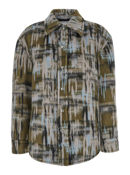 Bottega Veneta Women Multicolor Overshirt With Pointed Collar In Brushed Wool Woman by Luosophy