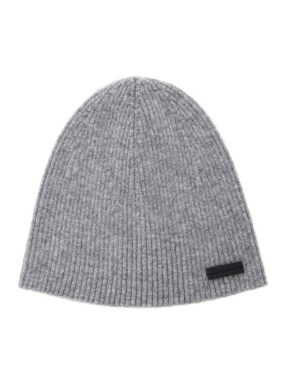 Saint Laurent Men Grye Beanie With Logo Patch In Cashmere Man by Luosophy