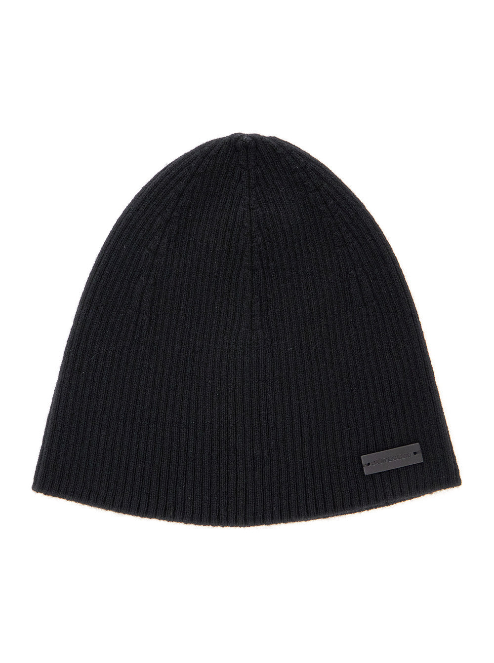 Saint Laurent Men Black Beanie With Logo Patch In Cashmere Man by Luosophy