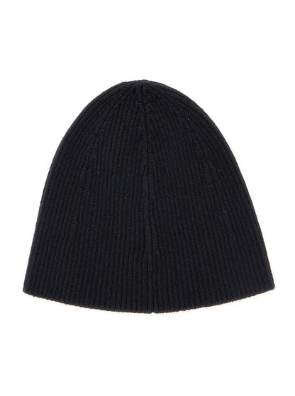 Saint Laurent Men Black Beanie With Logo Patch In Cashmere Man by Luosophy