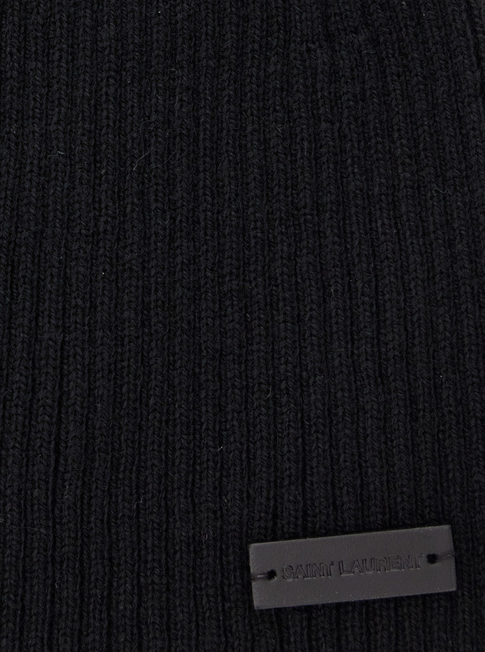 Saint Laurent Men Black Beanie With Logo Patch In Cashmere Man by Luosophy