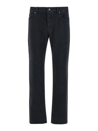 Saint Laurent Men Black Slim Jeans With Logo Patch In Denim Man by Luosophy