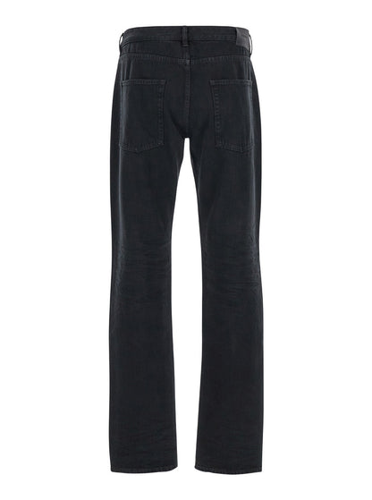 Saint Laurent Men Black Slim Jeans With Logo Patch In Denim Man by Luosophy