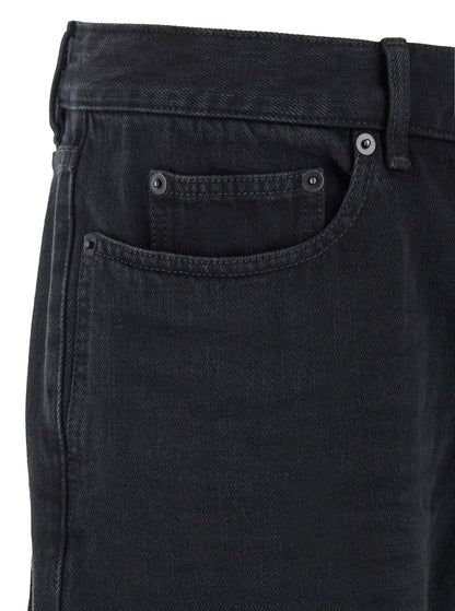 Saint Laurent Men Black Slim Jeans With Logo Patch In Denim Man by Luosophy