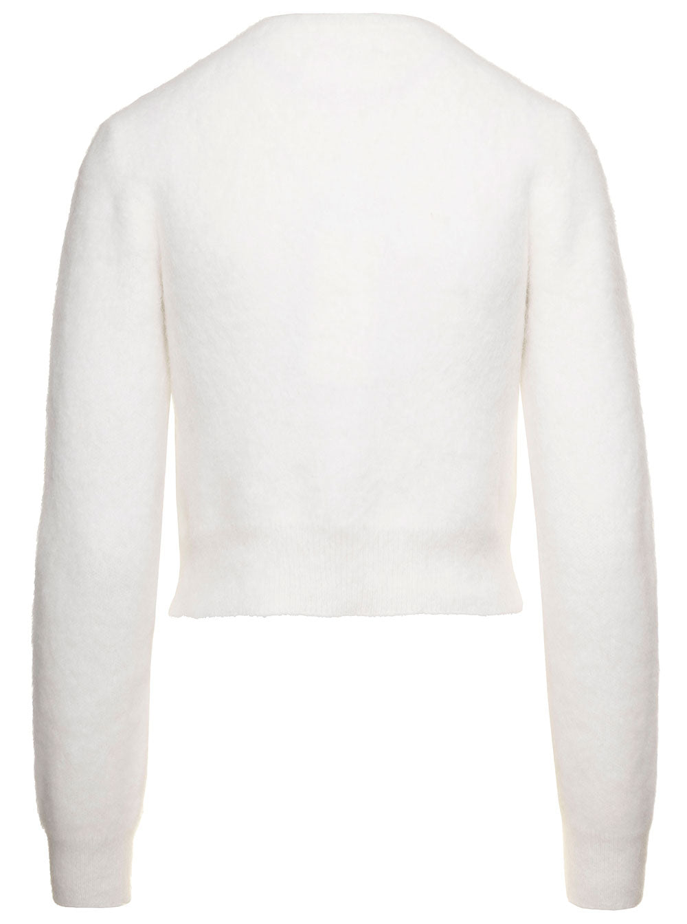 Maison Margiela Women White Cropped Cardigan In Angora Woman by Luosophy