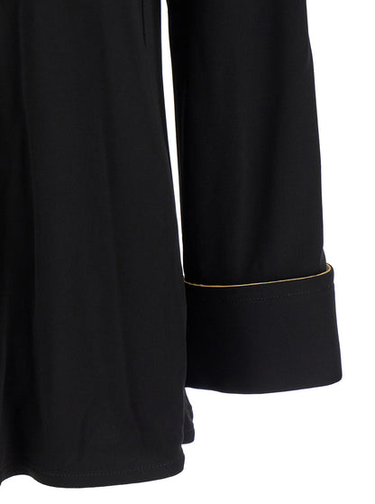 Bottega Veneta Women Black Shirt With Notebook Cuffs In Viscose Woman by Luosophy