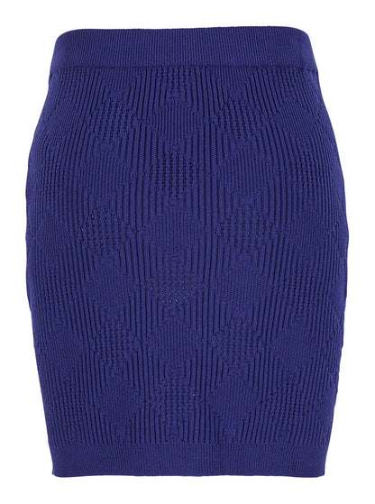 Balmain Women Blue Mini Skirt With Jewel Buttons In Viscose Blend Woman by Luosophy