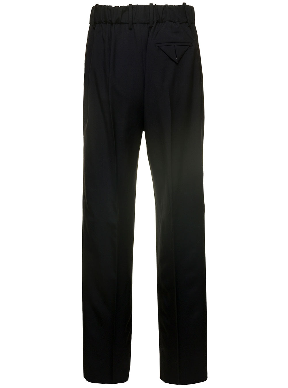 Bottega Veneta Women Black Straight Trousers With Coulisse At Waistline In Wool Twill Woman by Luosophy