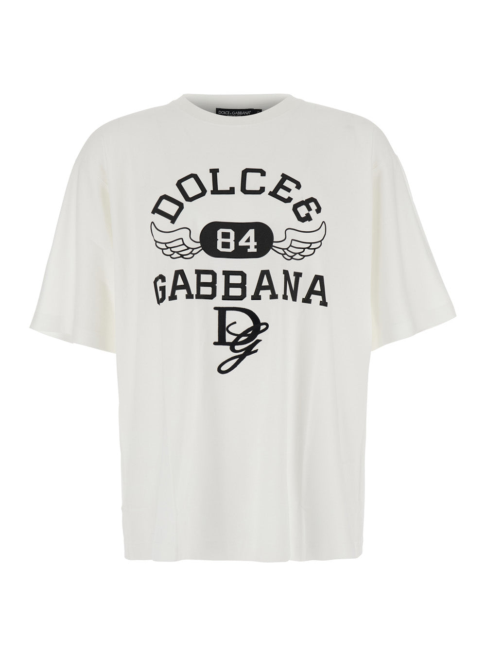 Dolce &amp; Gabbana Men White Oversize T-Shirt With Maxi Logo On The Front In Cotton Man by Luosophy