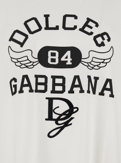 Dolce &amp; Gabbana Men White Oversize T-Shirt With Maxi Logo On The Front In Cotton Man by Luosophy