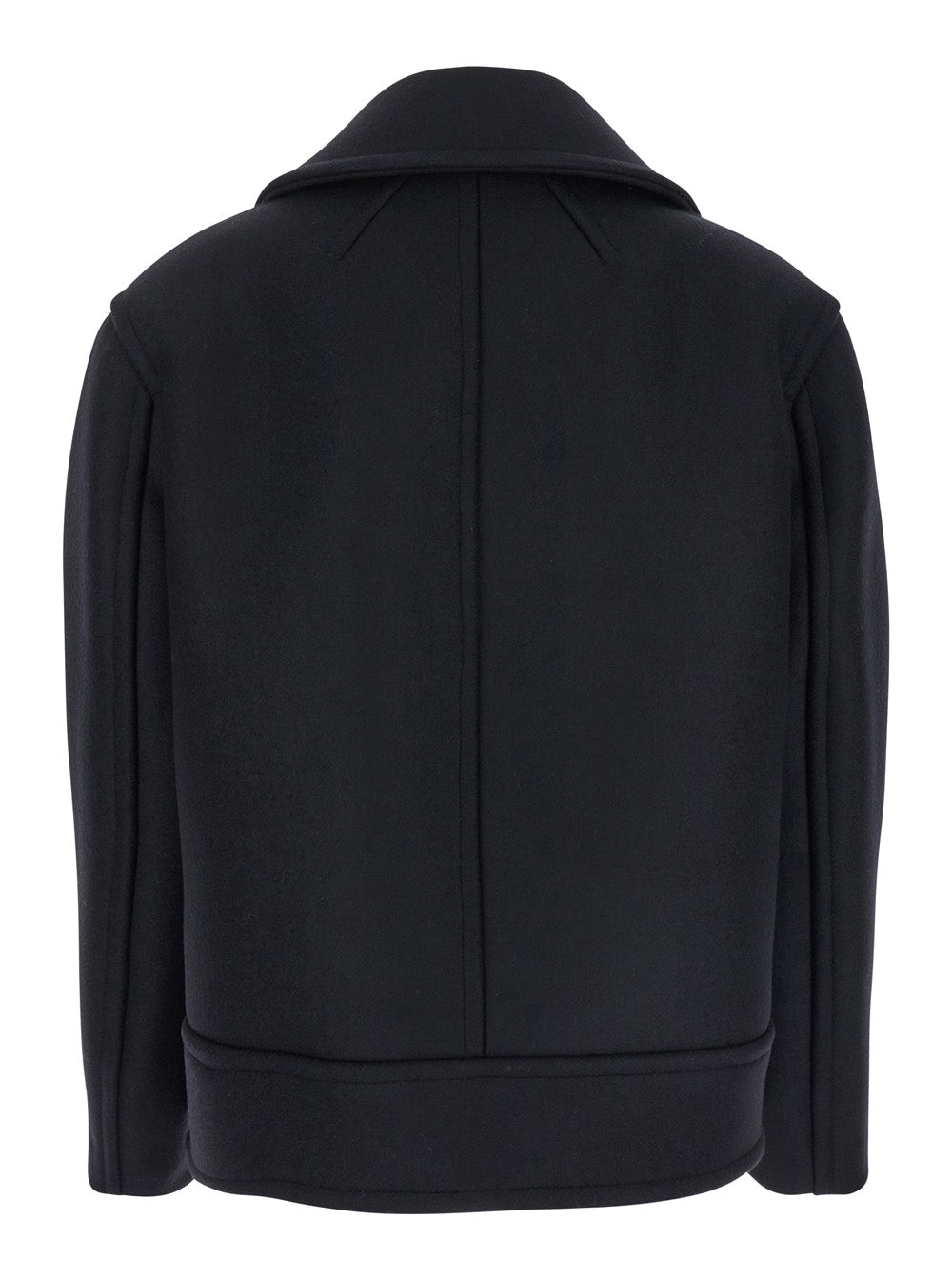 Saint Laurent Women Black Double-Breasted Coat With Classic Wide Revers In Wool Woman by Luosophy