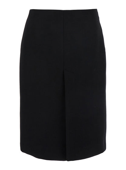 Gucci Women Black High Waist Skirt With Logo Lettering On Waist And Zip Puller In Wool Woman by Luosophy