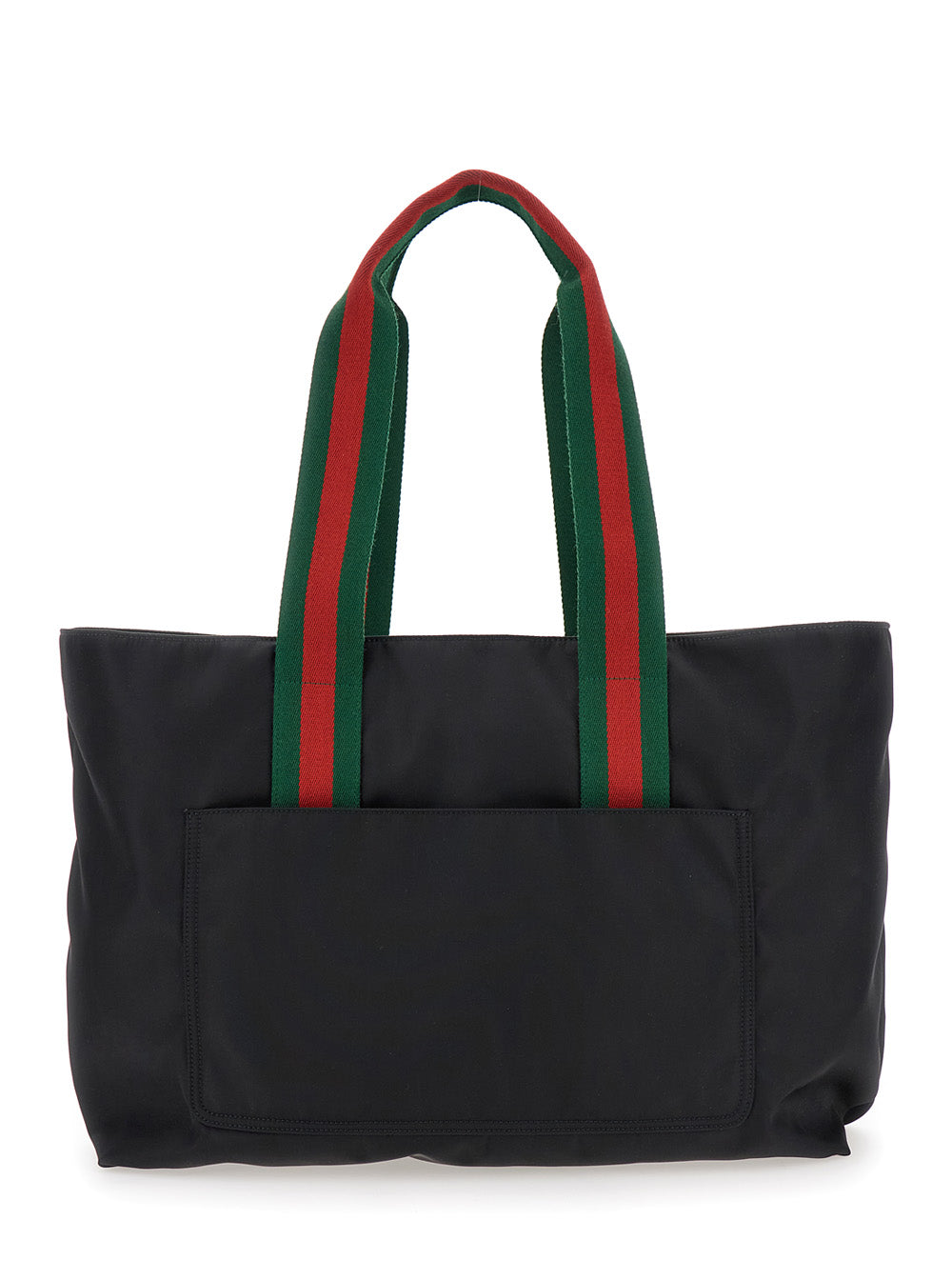 Gucci Men Black Tote Bag With Web Handles And Logo Lettering On The Front In Tech Fabric Man by Luosophy