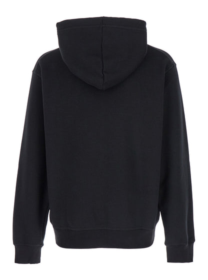 Dsquared2 Men Black Hoodie With Drawstring Hood And Maxi Logo Print On The Front In Cotton Man by Luosophy