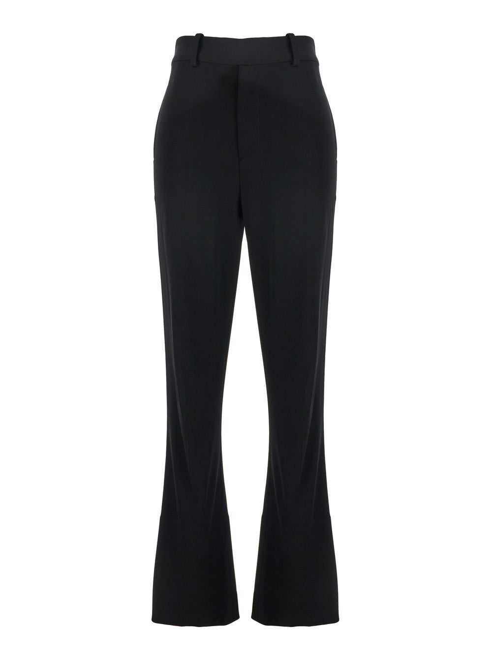 Bottega Veneta Women Black Flared Pants With Belt Loops In Viscose Blend Woman by Luosophy