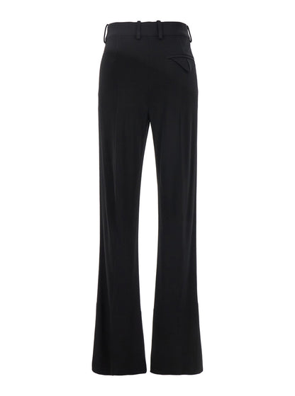 Bottega Veneta Women Black Flared Pants With Belt Loops In Viscose Blend Woman by Luosophy