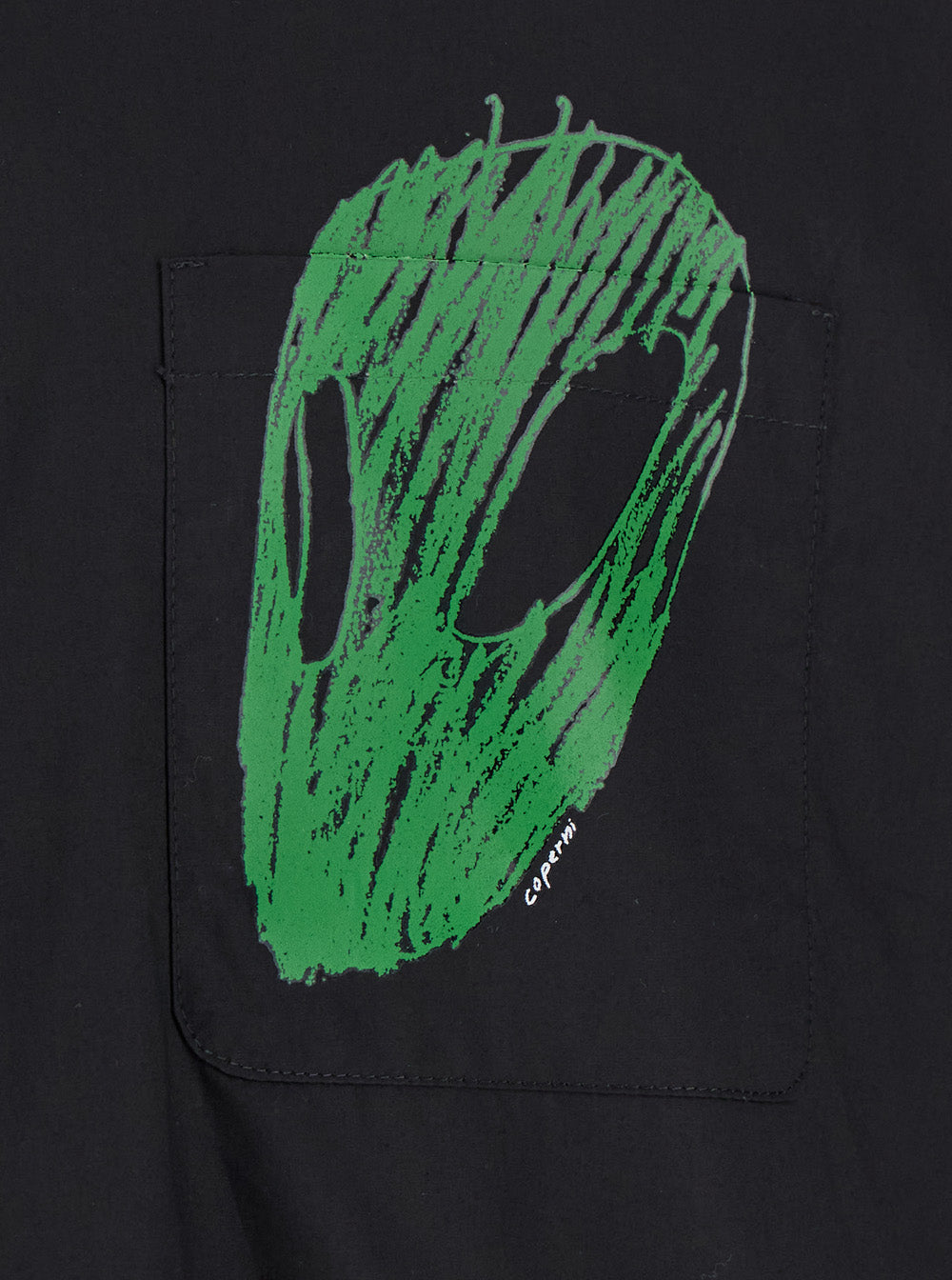 Coperni Men Black Shirt With Classic Collar And Print On The Front In Cotton Man by Luosophy