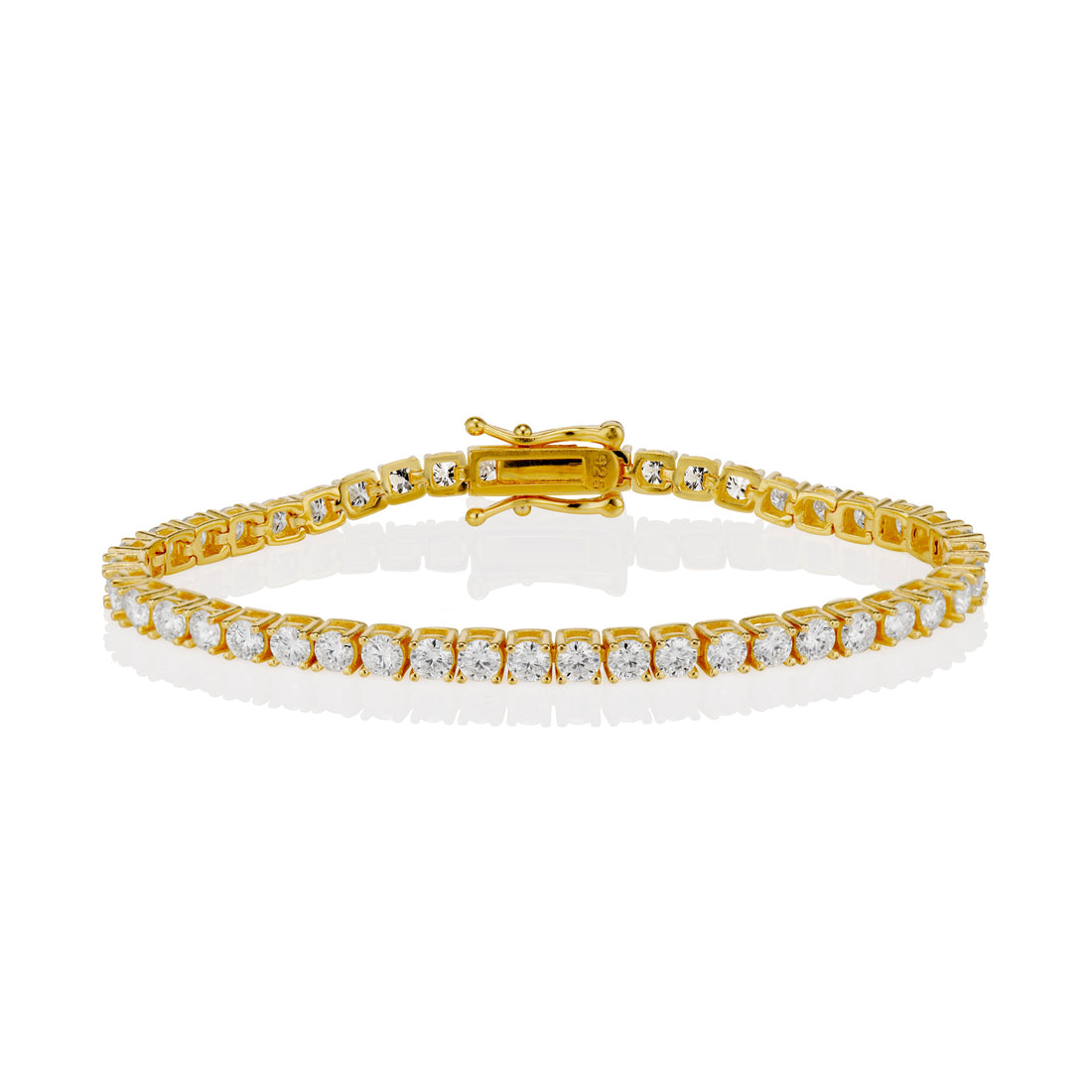 3mm Moissanite Tennis Bracelet in Yellow Gold Vermeil - bracelets