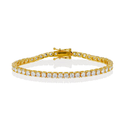 3mm Moissanite Tennis Bracelet in Yellow Gold Vermeil - bracelets