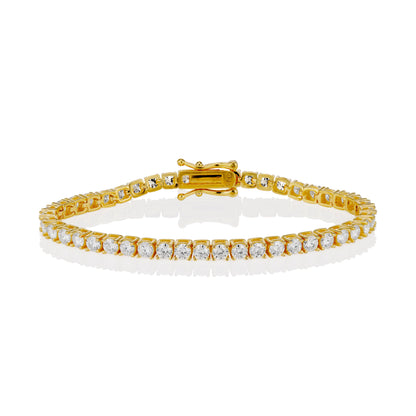 3mm Moissanite Tennis Bracelet in Yellow Gold Vermeil - bracelets