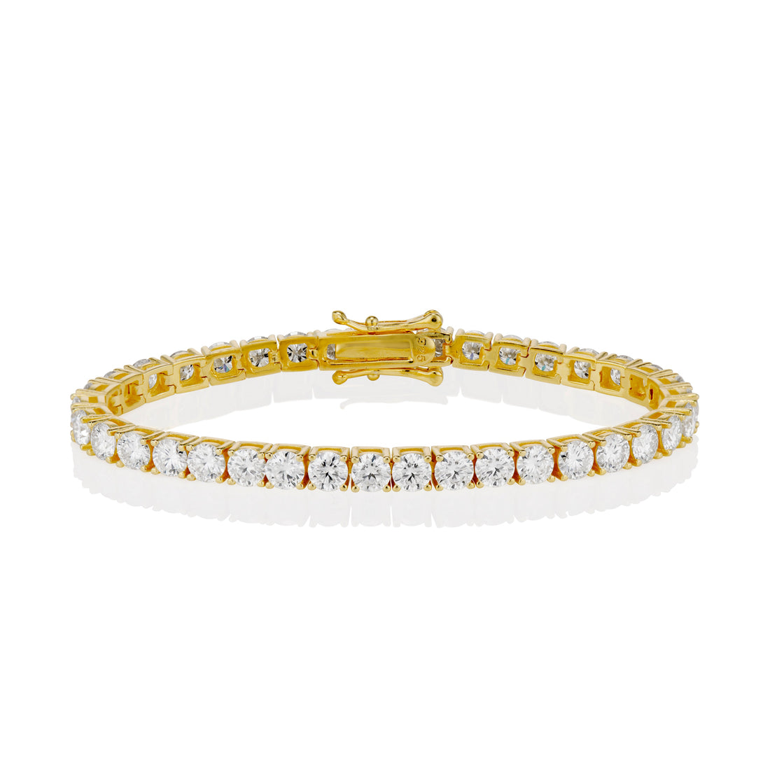 4mm Moissanite Tennis Bracelet in Yellow Gold Vermeil - bracelets