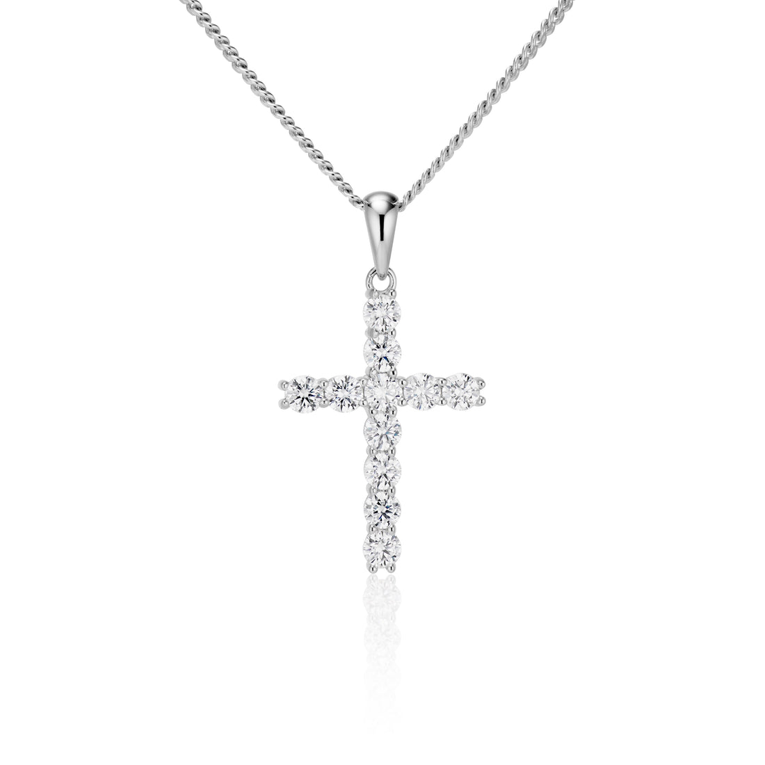 Moissanite Cross Pendant with Necklace in Silver - necklaces