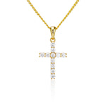 Moissanite Cross Pendant with Necklace in Yellow Gold - necklaces