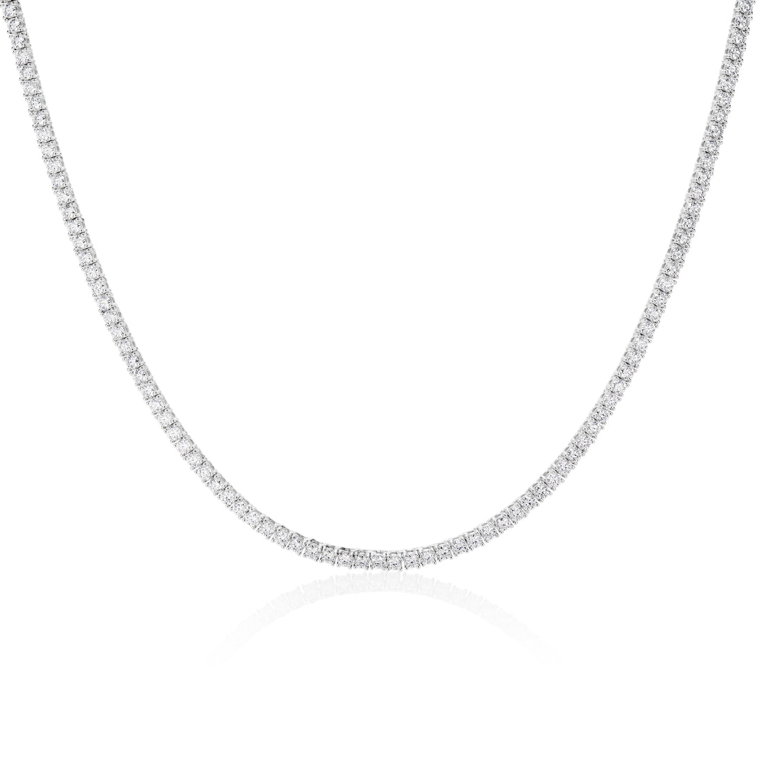 3MM Moissanite Tennis Necklace in Solid 925 Silver - necklaces