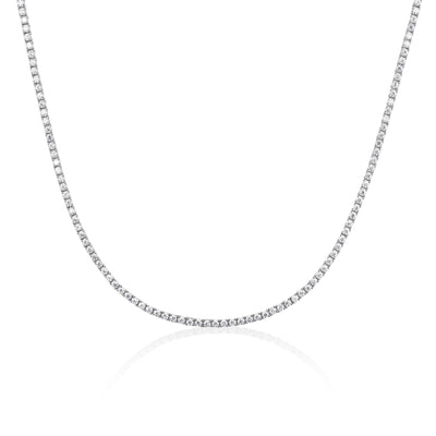 2mm Moissanite Tennis Necklace in Solid 925 Silver - necklaces