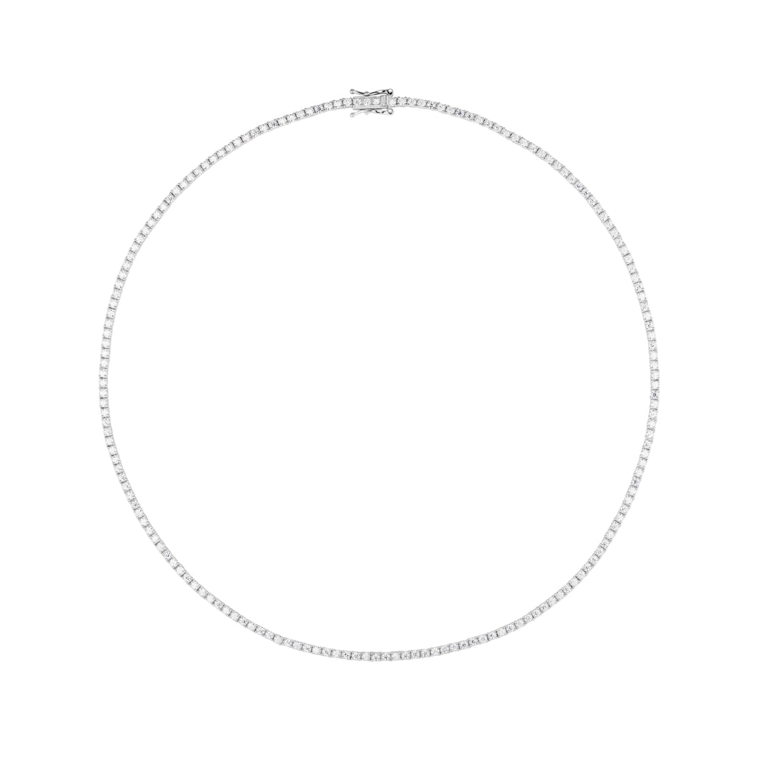 2mm Moissanite Tennis Necklace in Solid 925 Silver - DestGlow