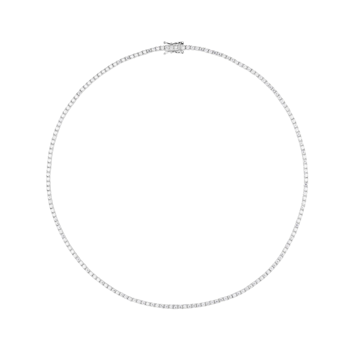 2mm Moissanite Tennis Necklace in Solid 925 Silver - DestGlow