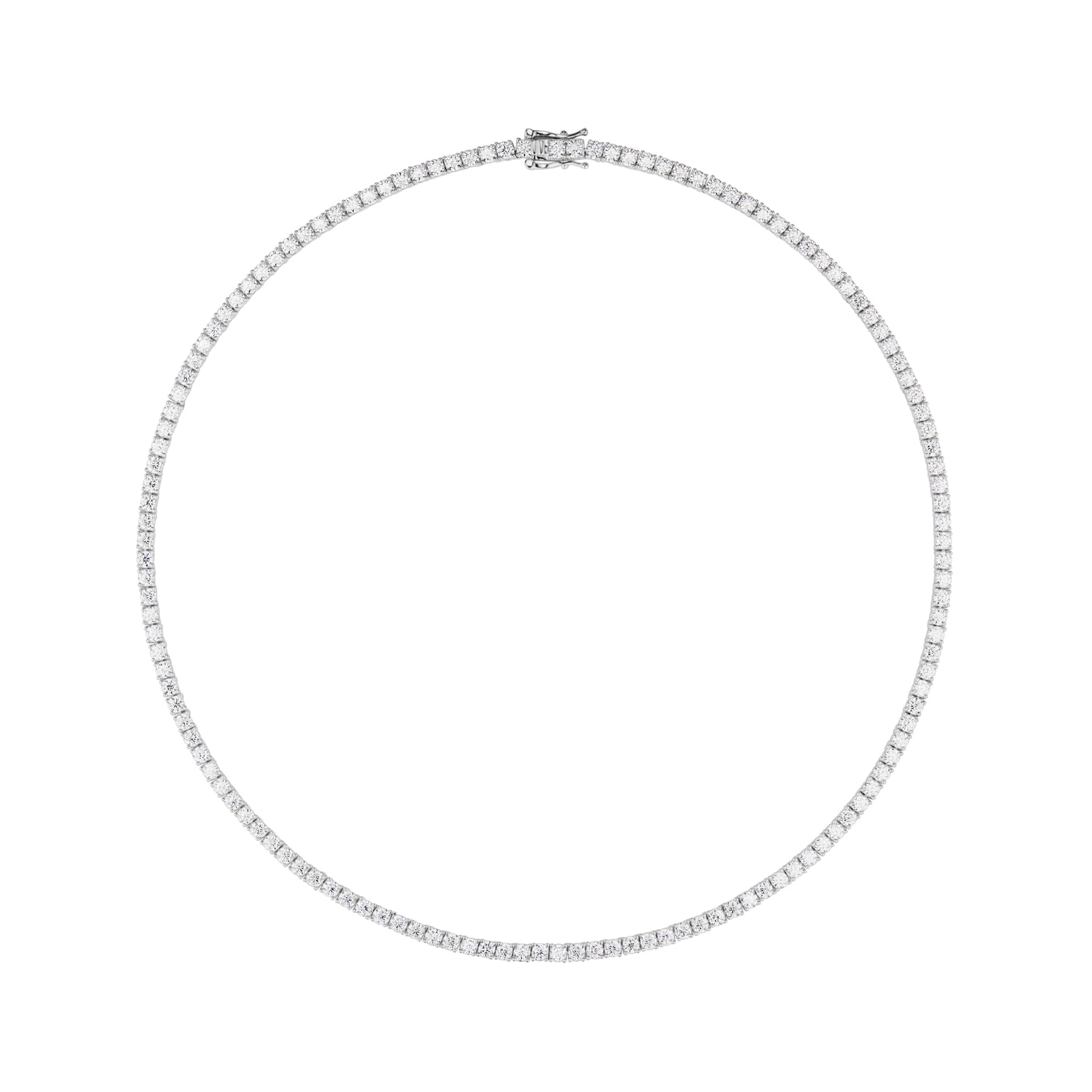 3MM Moissanite Tennis Necklace in Solid 925 Silver - DestGlow