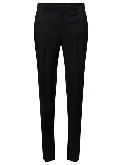 Gucci Women Black Slim Pants With Horsebit Detail In Mohair And Wool Woman by Luosophy