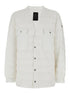 Rick Owens X Moncler Men White Down Jacket With Logo Patch On The Sleeve And Snap Buttons In Tech Fabric Man by Luosophy