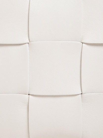 Bottega Veneta Women Cassette White Leather Crossbody Bag In Intreccio Nappa Leather by Luosophy