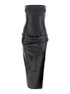The Attico Women Black Sleeveless Off-Shoulder Midi Dress With Front Single Slit And Ruched Waist In Leather Woman by Luosophy